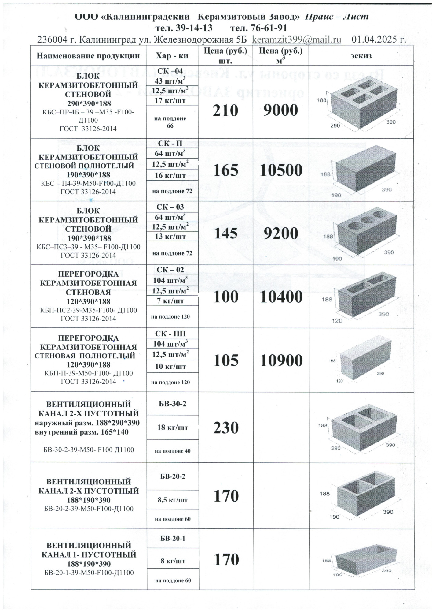 Прайс 01.04.2025